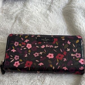Kate Spade Black and Pink Floral Wallet